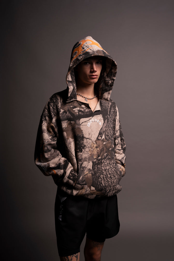 Okami Wolf "Dempsey" Hoodie in Clay Woodland Camo