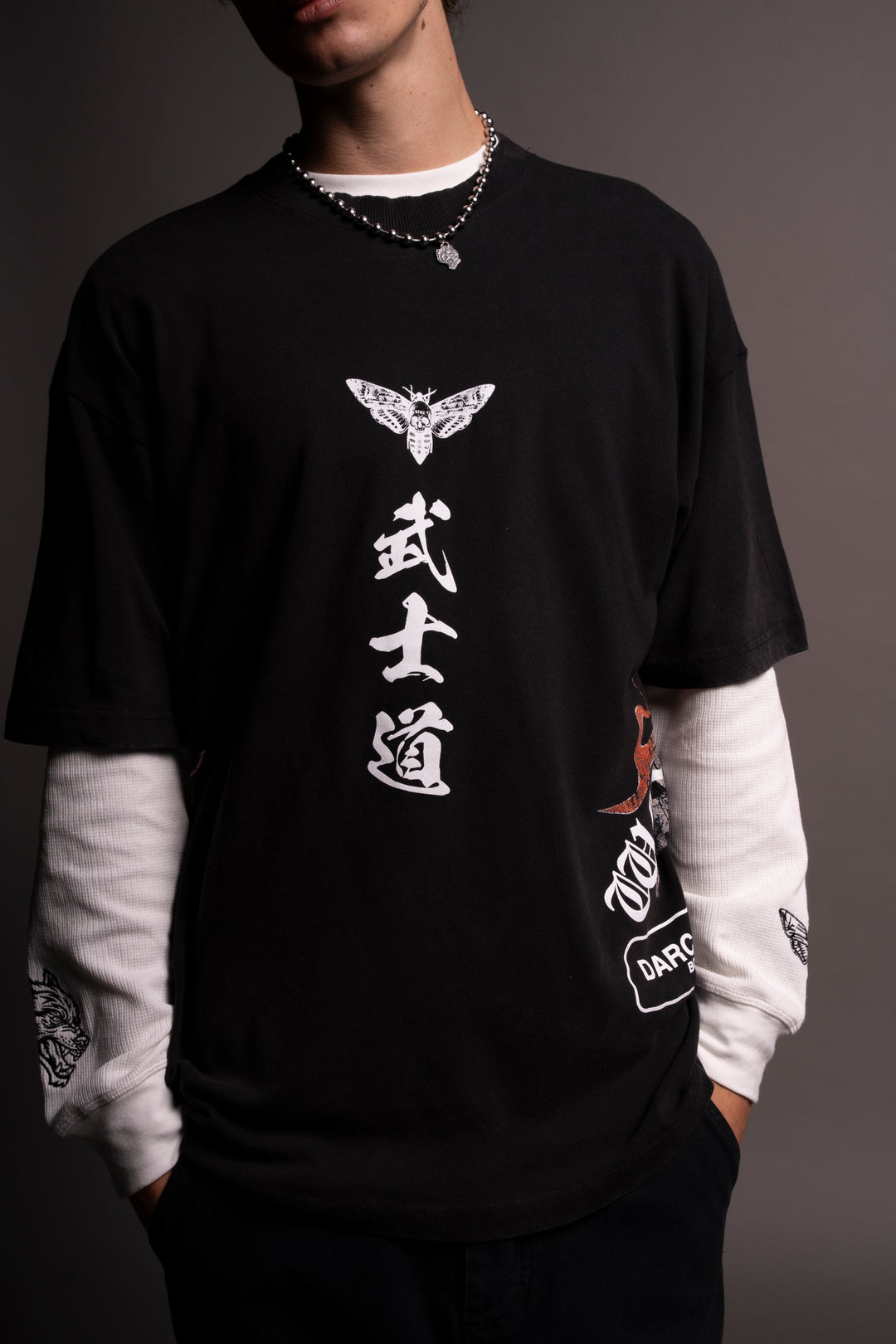 Oni Flames "Side By Side" Oversized Tee in Black