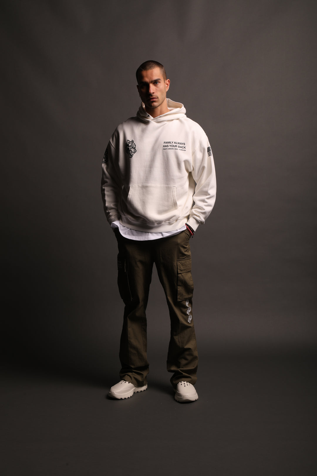 Pray "Pierce" Hoodie in Cream