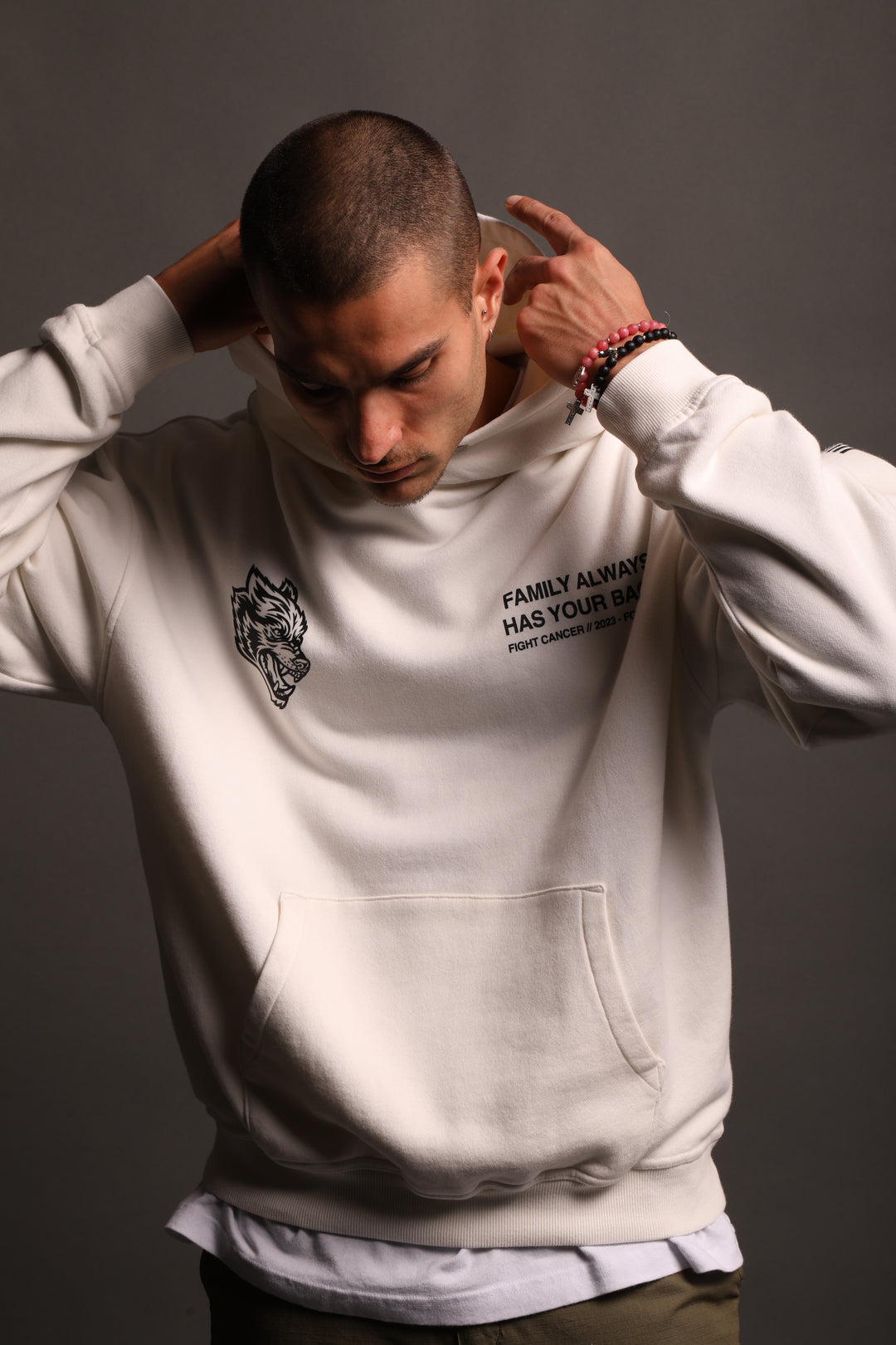 Pray "Pierce" Hoodie in Cream