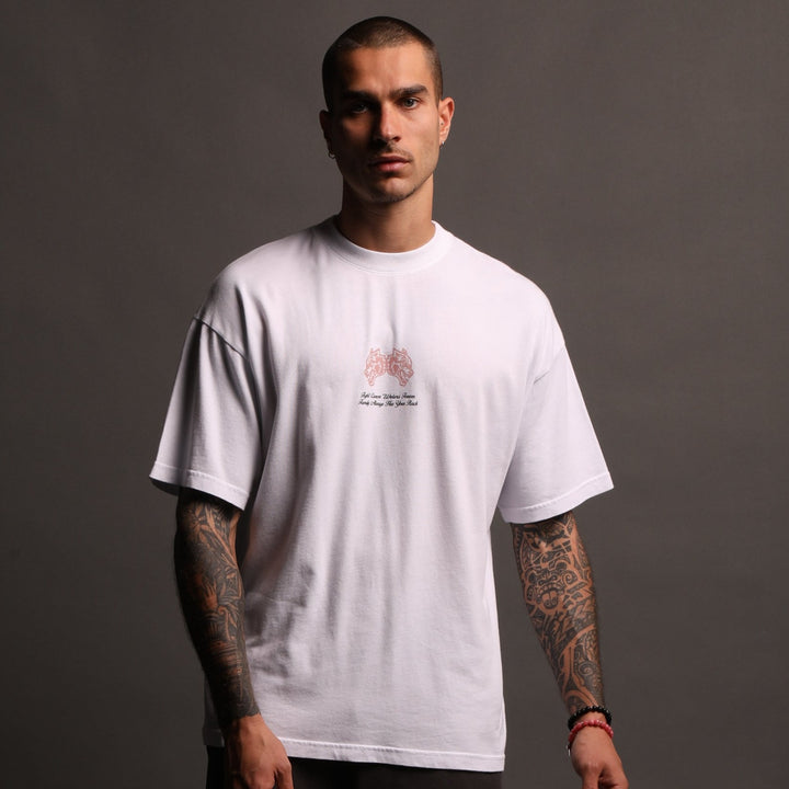 Always Have Your Back "Premium" Oversized Tee in White/Light Mauve