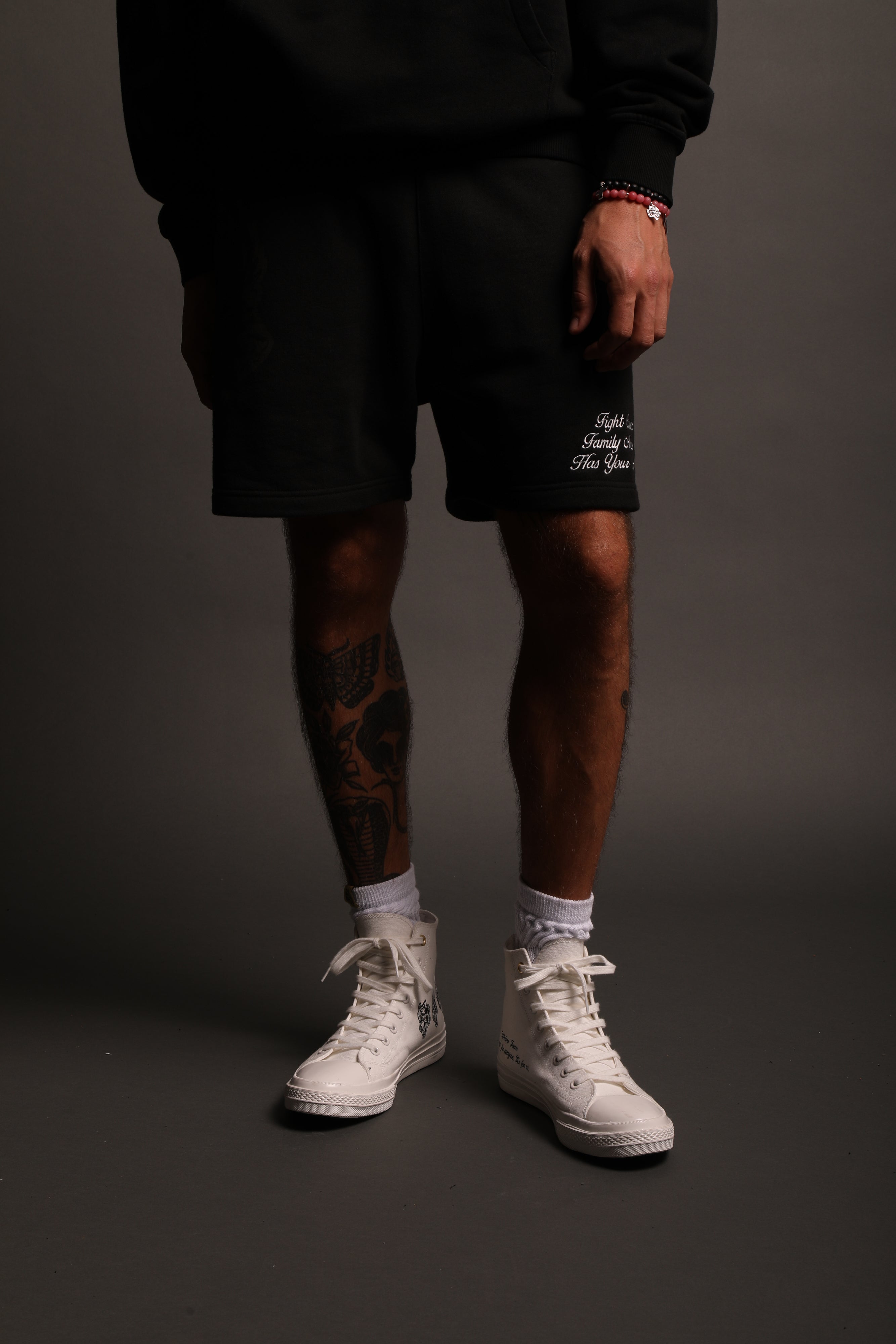 Always Have Your Back Patch Liam Sweat Shorts in Black/Black