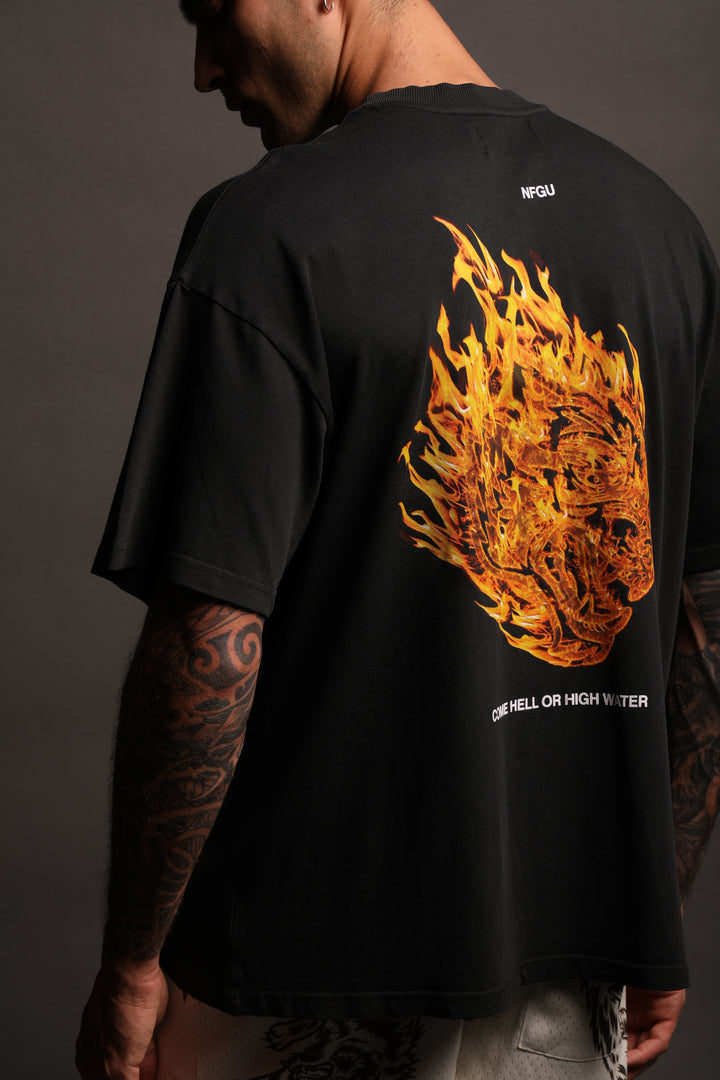 Come Hell Or High Water "Premium" Oversized Tee in Black
