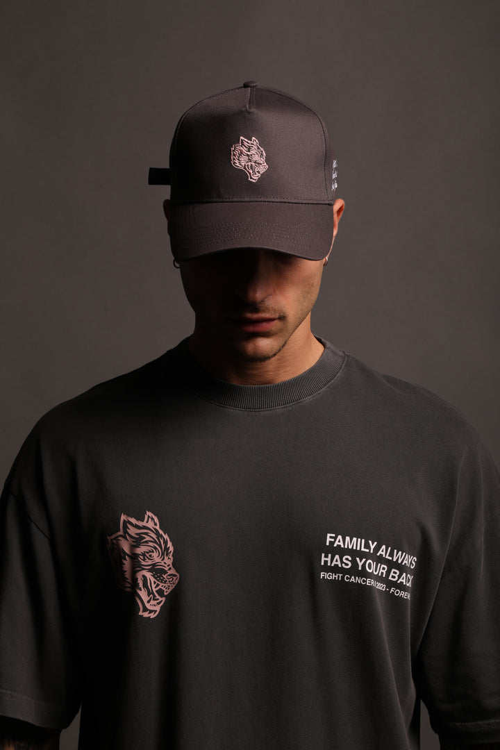 F Cancer x NFGU 5 Panel Hat in Wolf Gray/Light Mauve