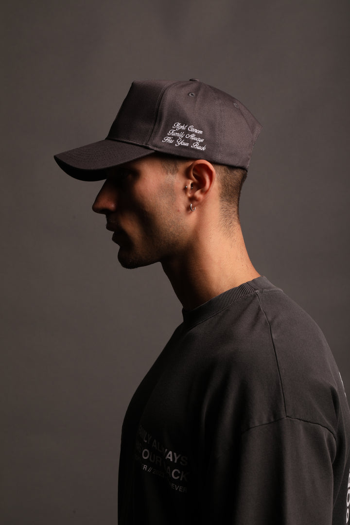 F Cancer x NFGU 5 Panel Hat in Wolf Gray/Light Mauve