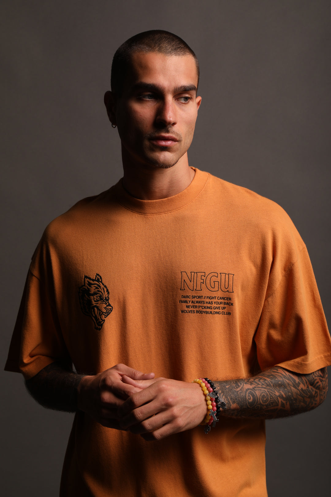 Keep Fighting "Premium" Oversized Tee in Vintage Gold