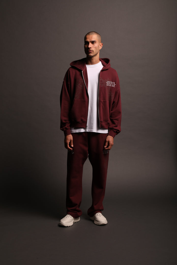 Surrounded Darco Double Zip Hoodie in Red Fog