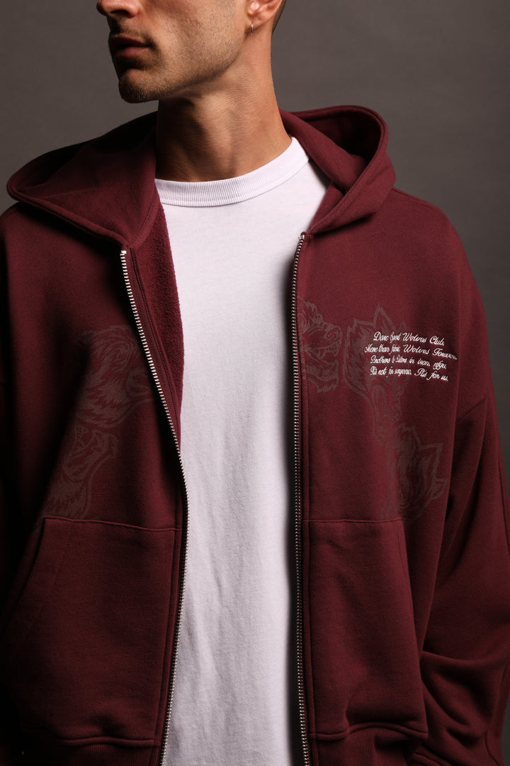 Surrounded Darco Double Zip Hoodie in Red Fog