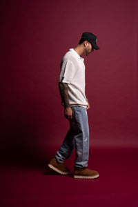 Wolf Patch Claude Knit Polo in Cream