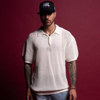 Wolf Patch Claude Knit Polo in Cream