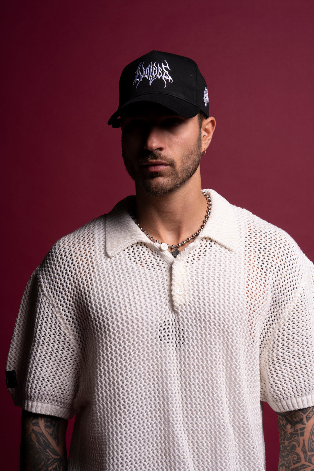 Wolf Patch Claude Knit Polo in Cream