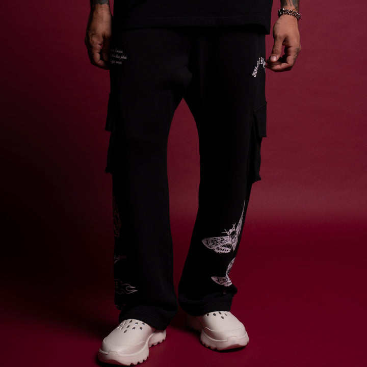 Born Again Bigelow Cargo Sweat Pants in Black