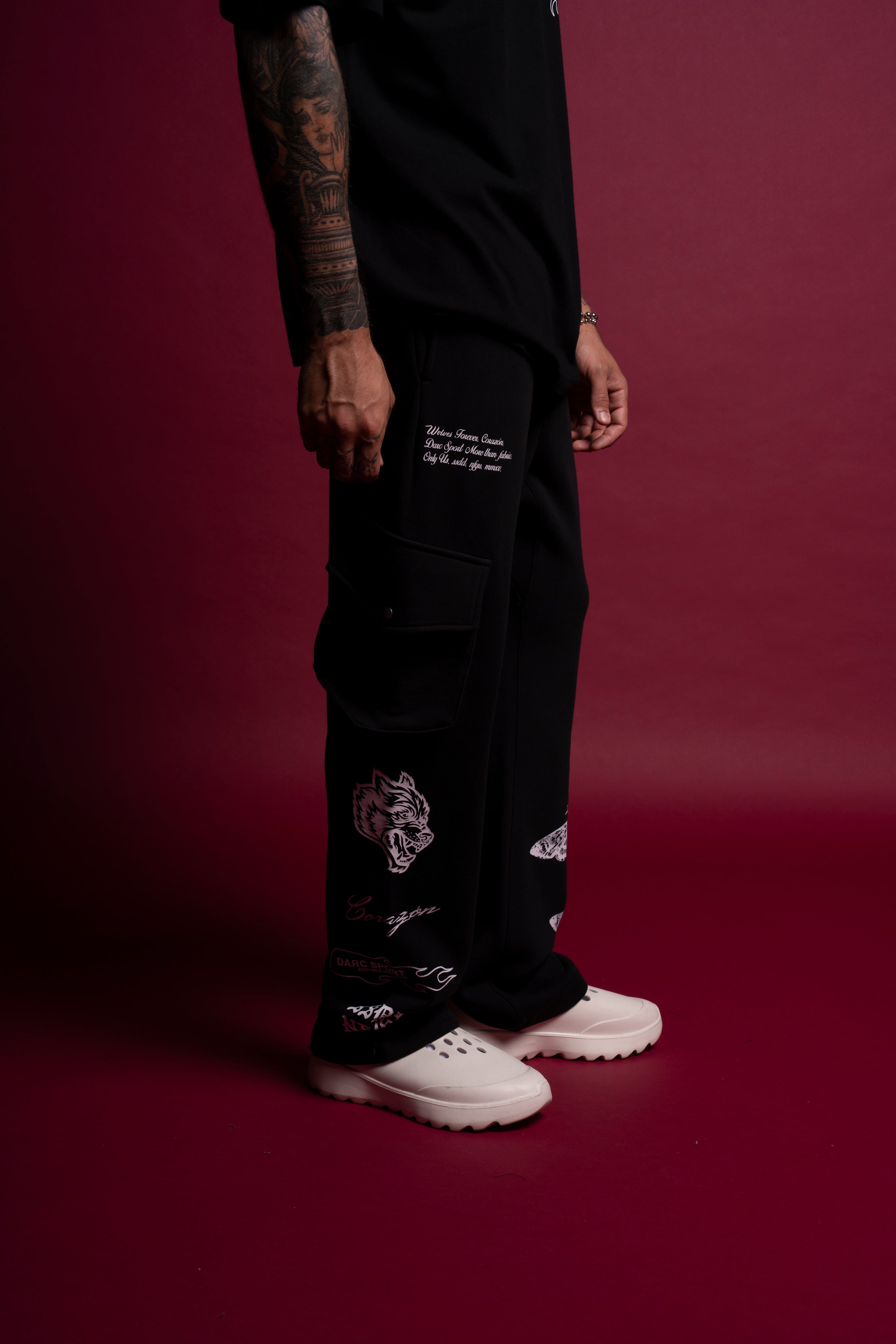 Born Again Bigelow Cargo Sweat Pants in Black