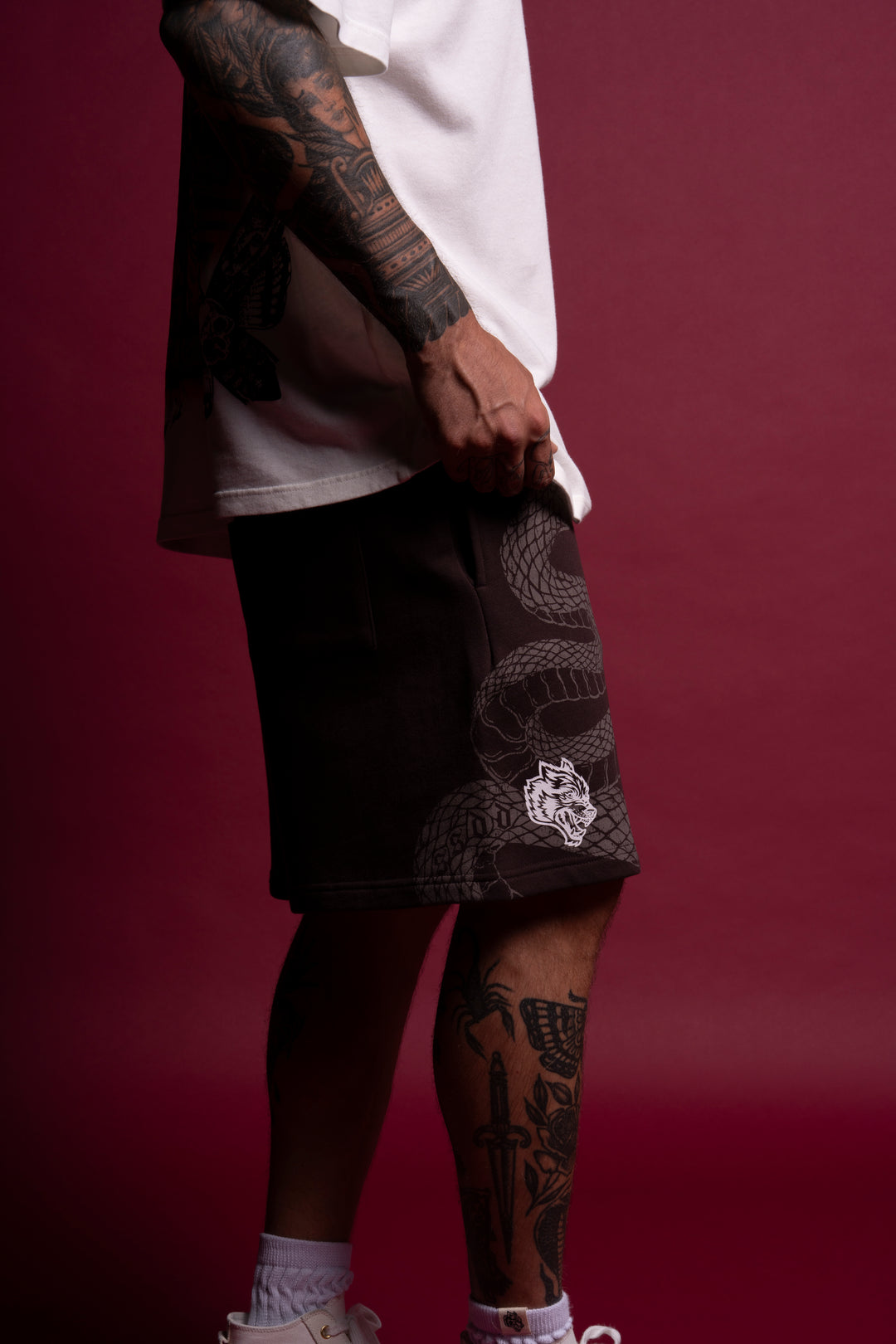 Renewal Oversized Post Lounge Sweat Shorts in Darc Garnet