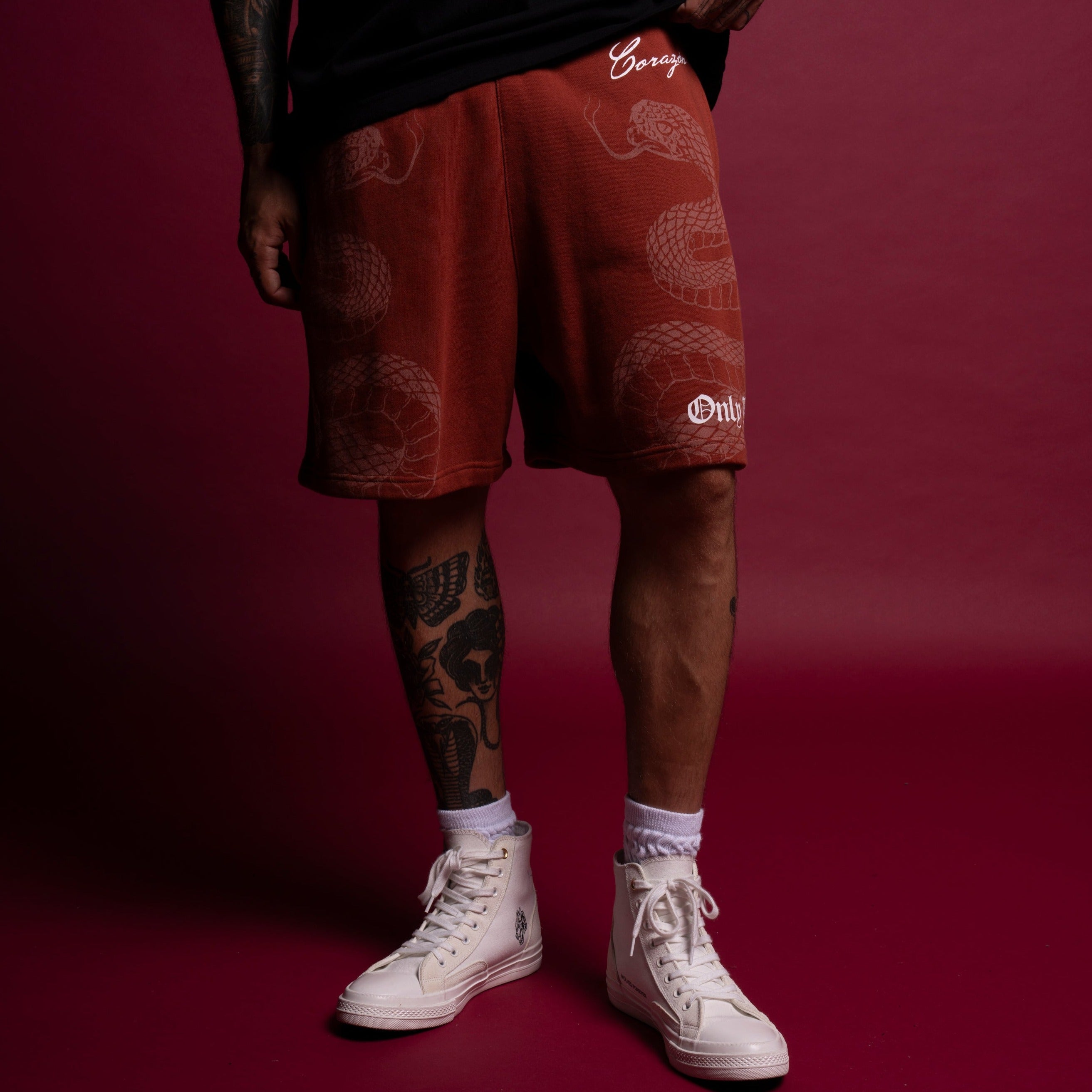 Renewal Oversized Post Lounge Sweat Shorts in Terracotta Red