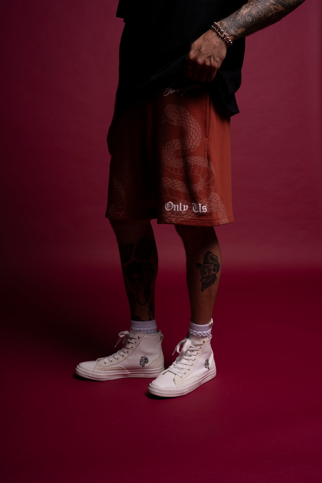 Renewal Oversized Post Lounge Sweat Shorts in Terracotta Red