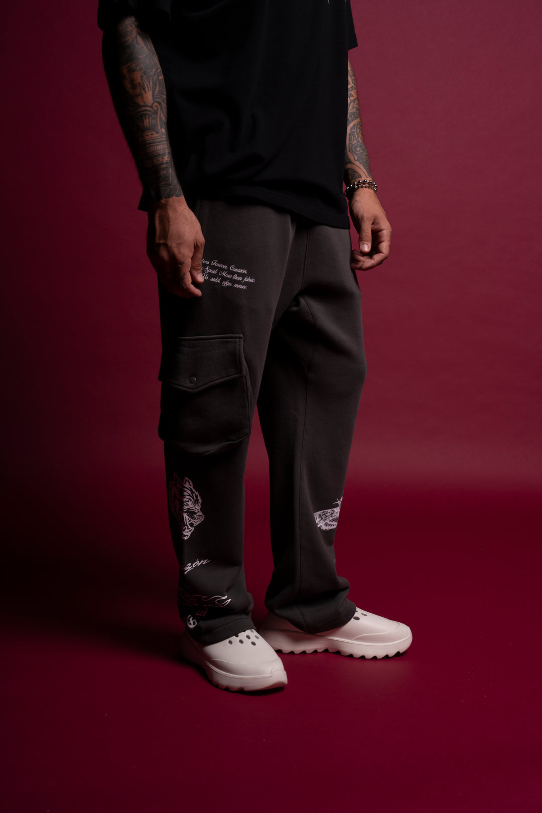 Born Again Bigelow Cargo Sweat Pants in Wolf Gray