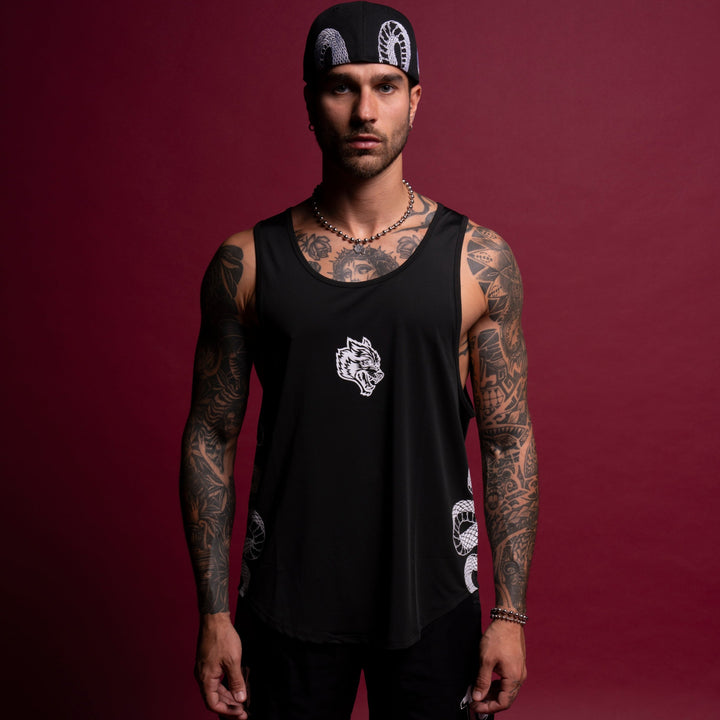 Renewal "Dry Wolf" Back Seam (Drop) Tank in Black