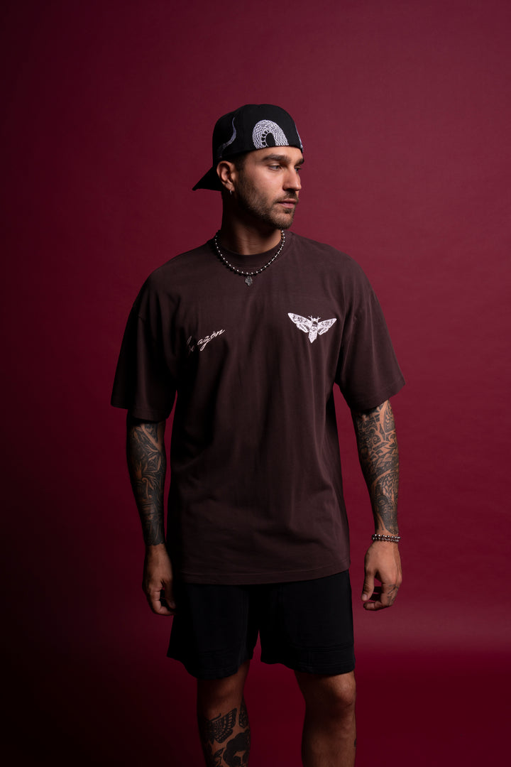 Life And Death "Premium Vintage" Oversized Tee in Darc Garnet