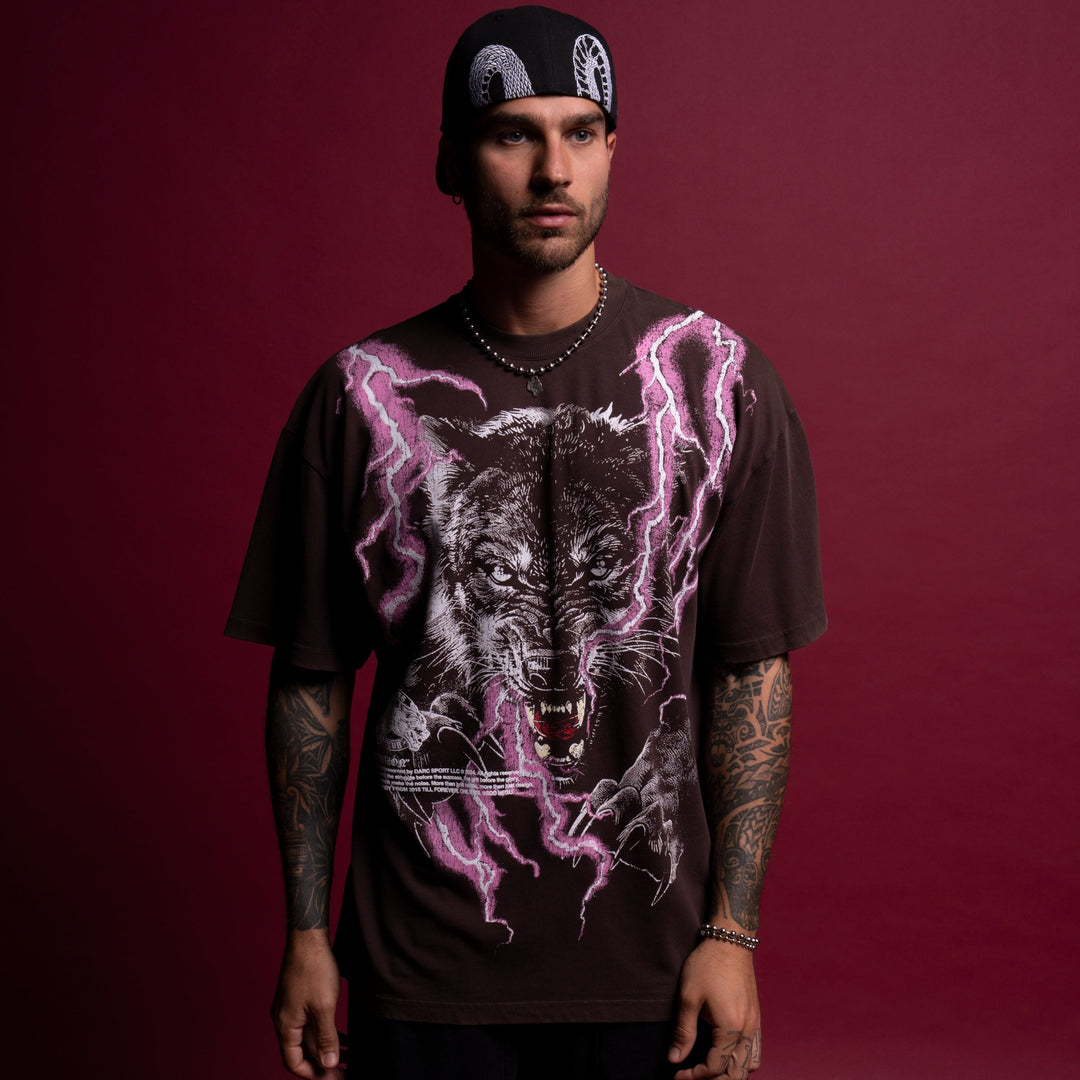 Trust Your Instinct "Premium Vintage" Oversized Tee in Darc Garnet/Pink Lightning