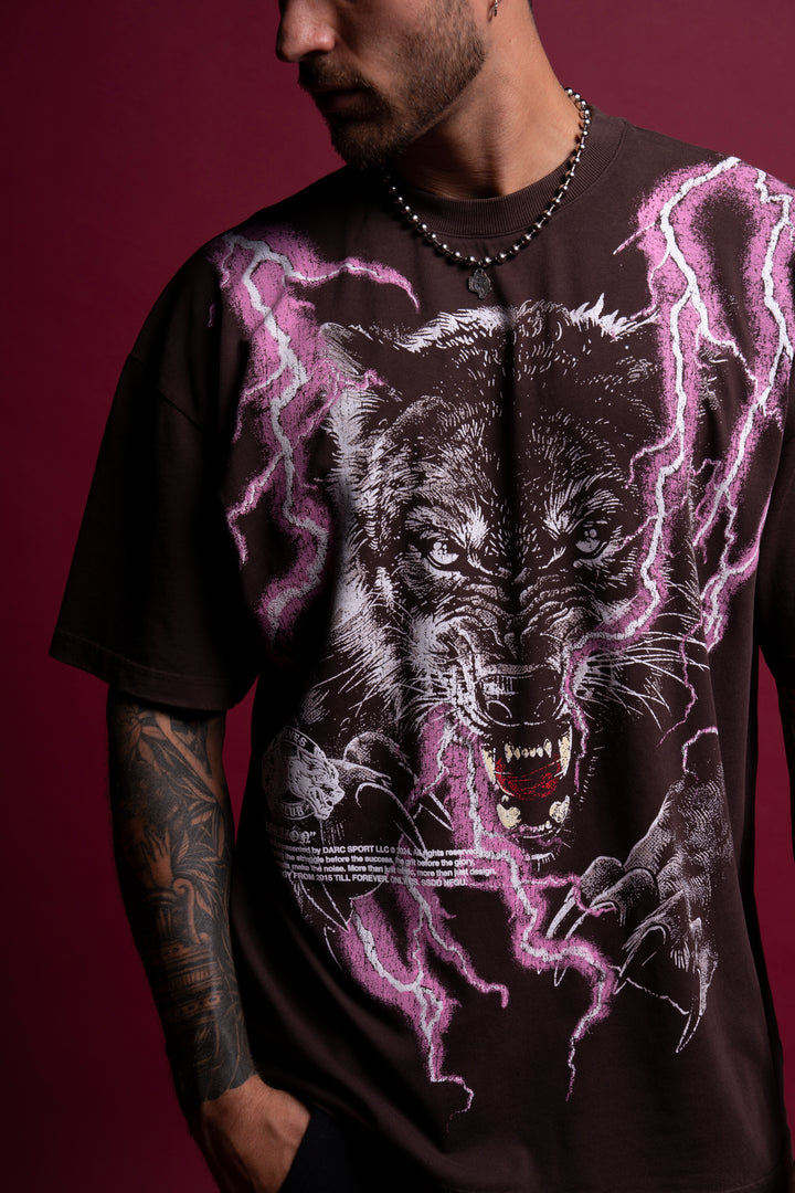 Trust Your Instinct "Premium Vintage" Oversized Tee in Darc Garnet/Pink Lightning