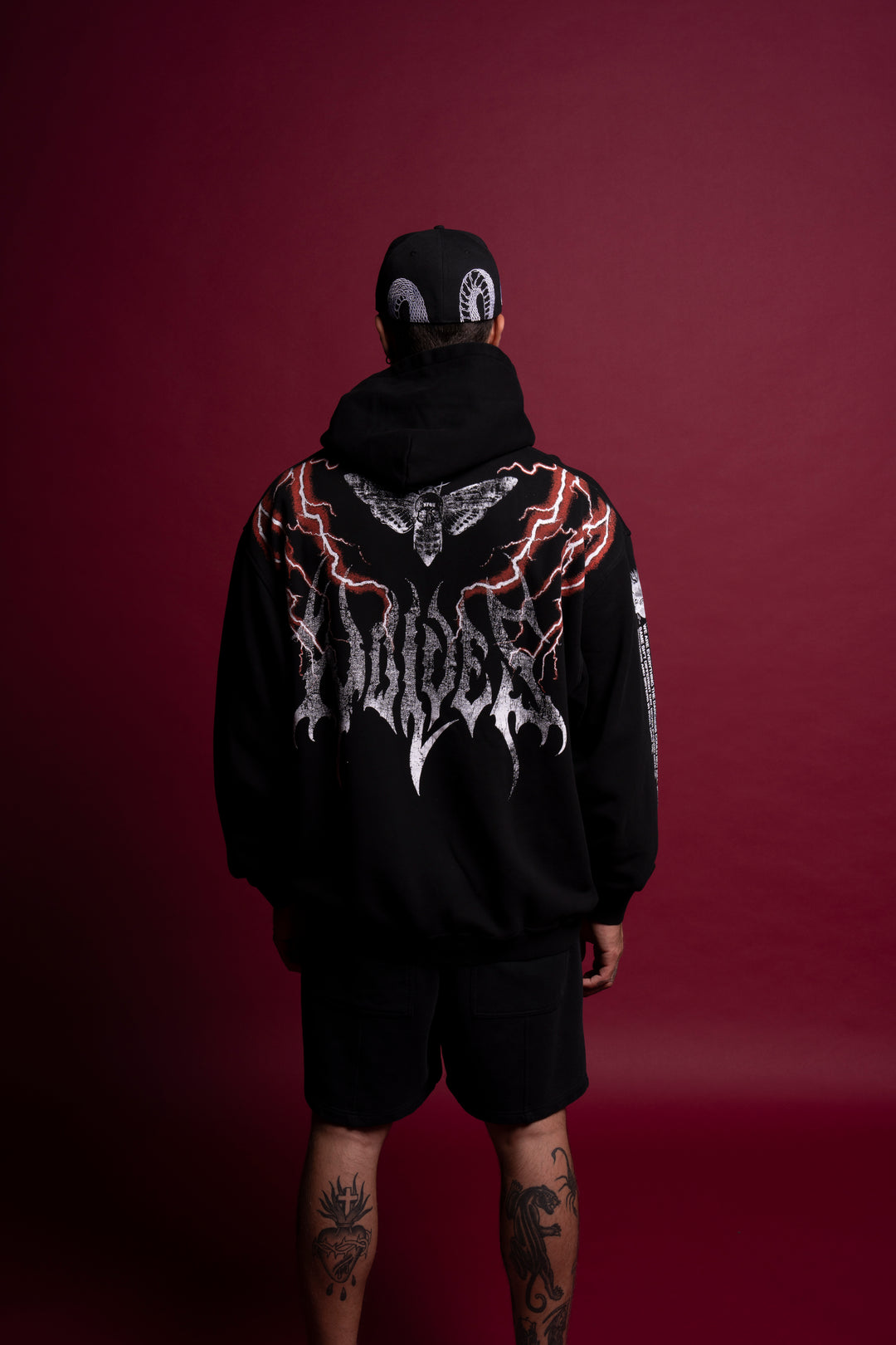 No Fear "Vintage Pierce" Hoodie in Black/Red Lightning