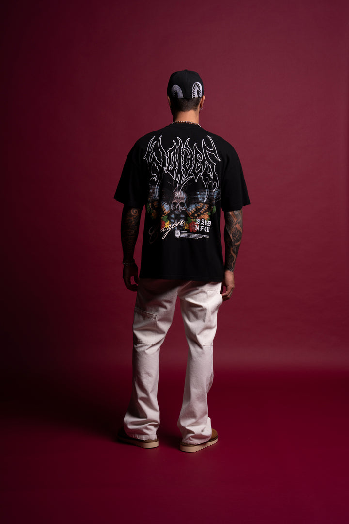 Life And Death "Premium Vintage" Oversized Tee in Black