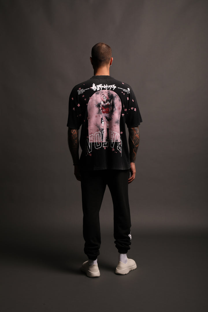 Cherry Blossom "Premium" Oversized Unisex Tee in Black