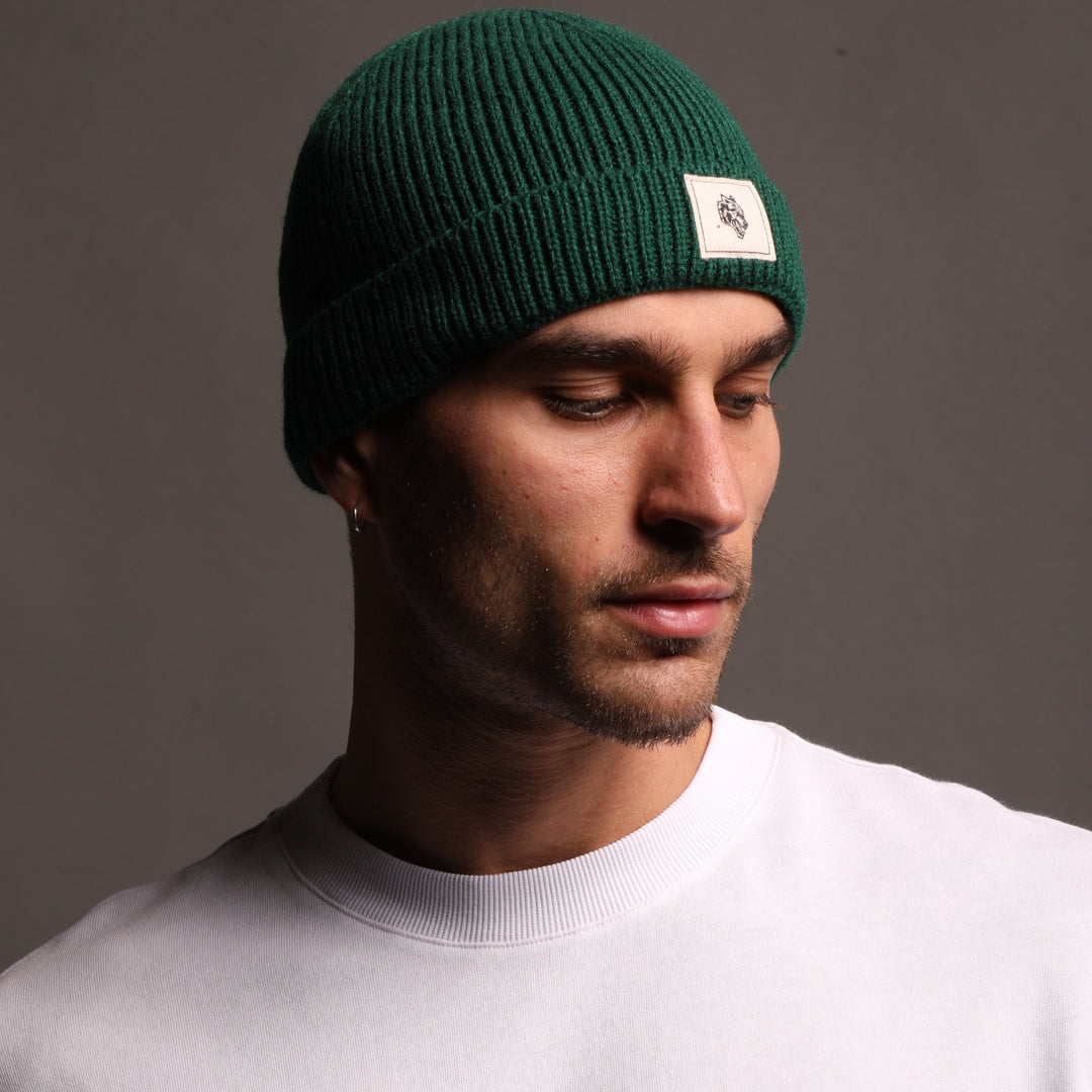 Wolf Patch Beanie in Rosemary