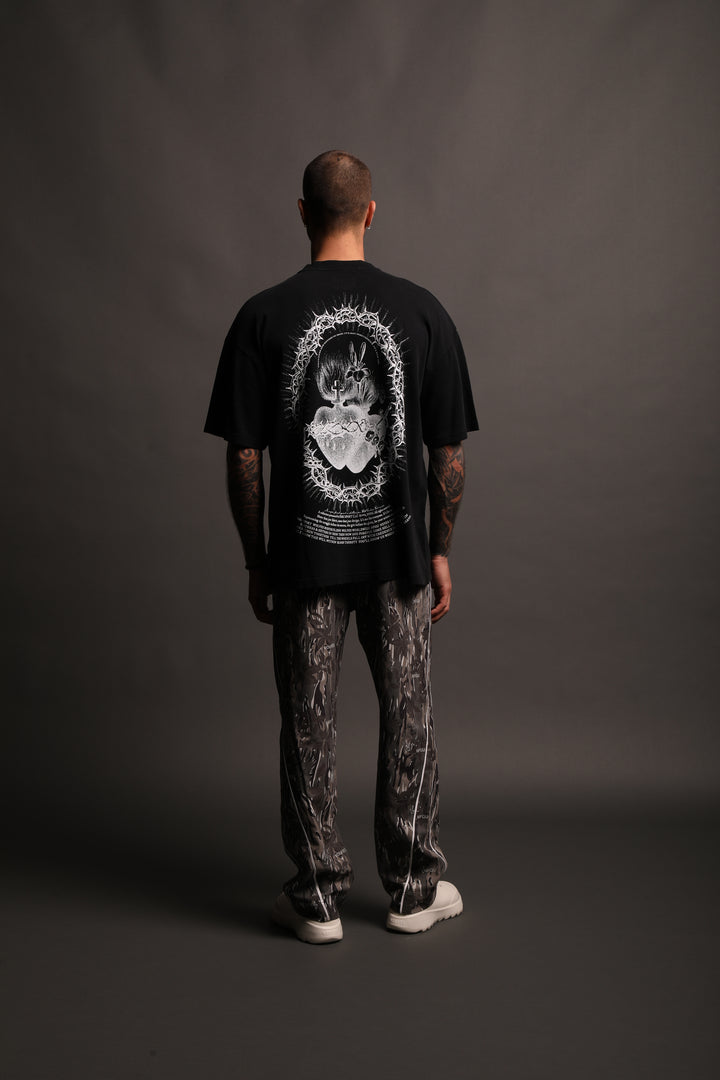 Sacred Heart "Premium Vintage" Oversized Tee in Black