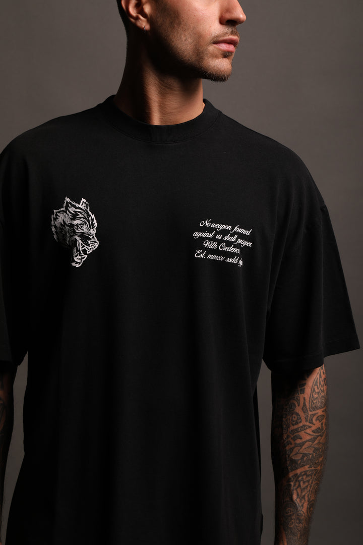 Sacred Heart "Premium Vintage" Oversized Tee in Black