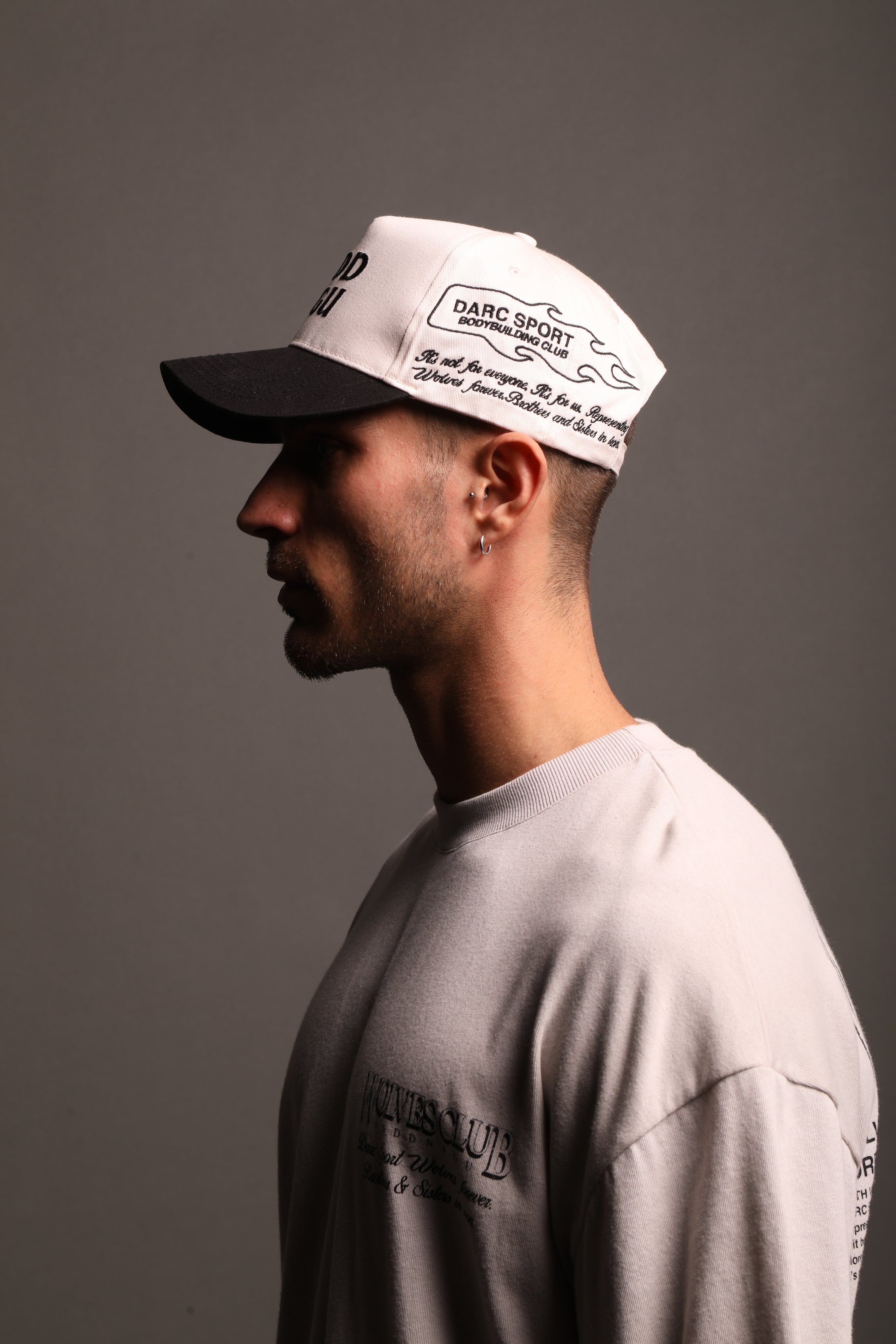 With Valor 5 Panel Hat in Cream/Black