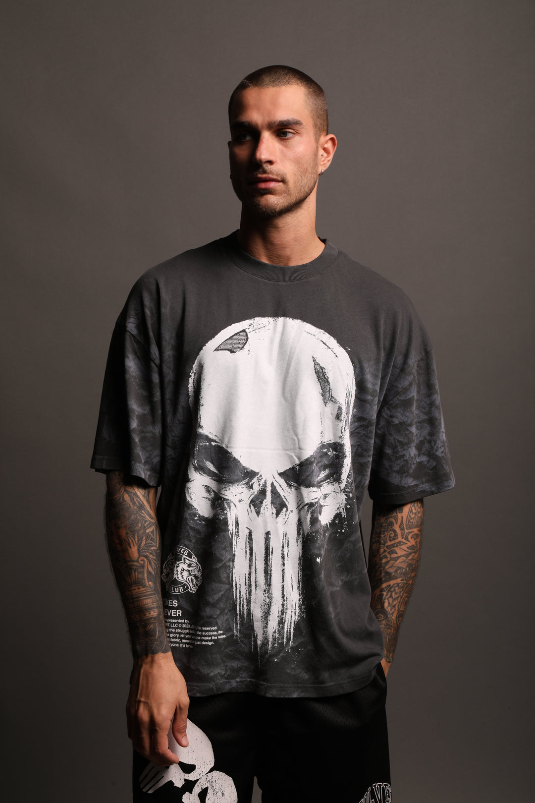 Punisher "Premium" Oversized Tee in Castle Gray