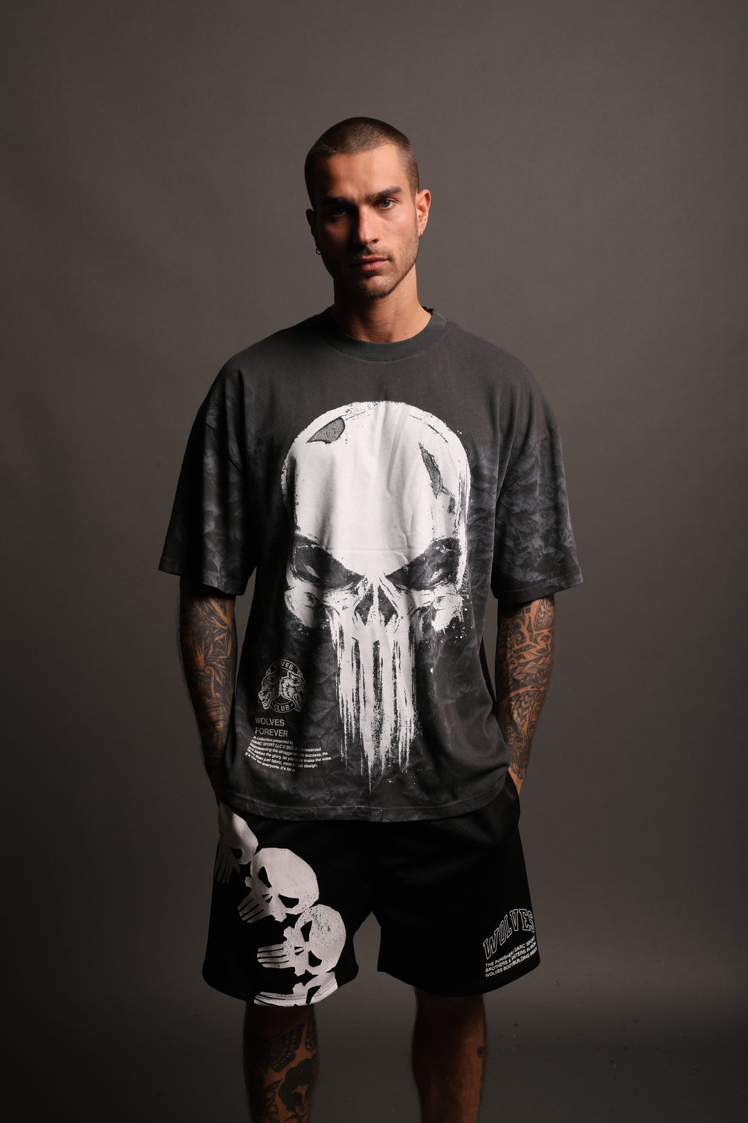 Punisher "Premium" Oversized Tee in Castle Gray