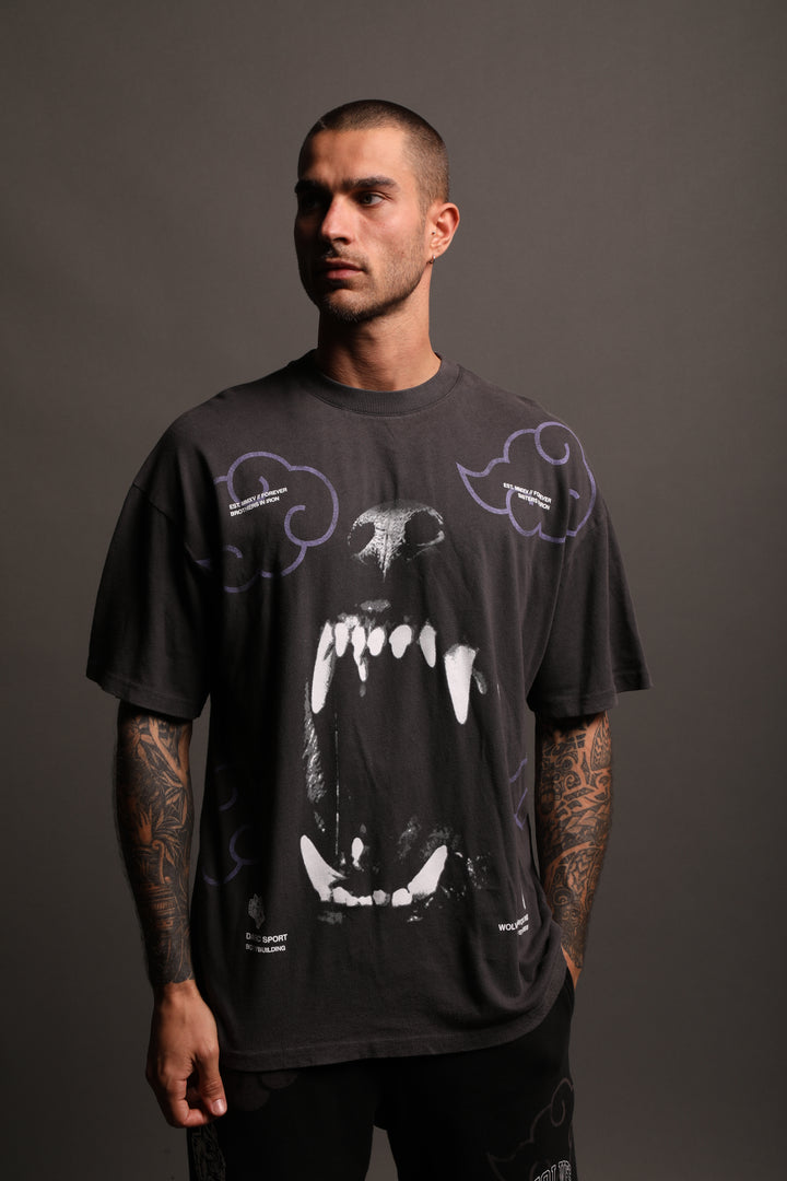 Blood Clouds "Premium" Oversized Tee in Wolf Gray