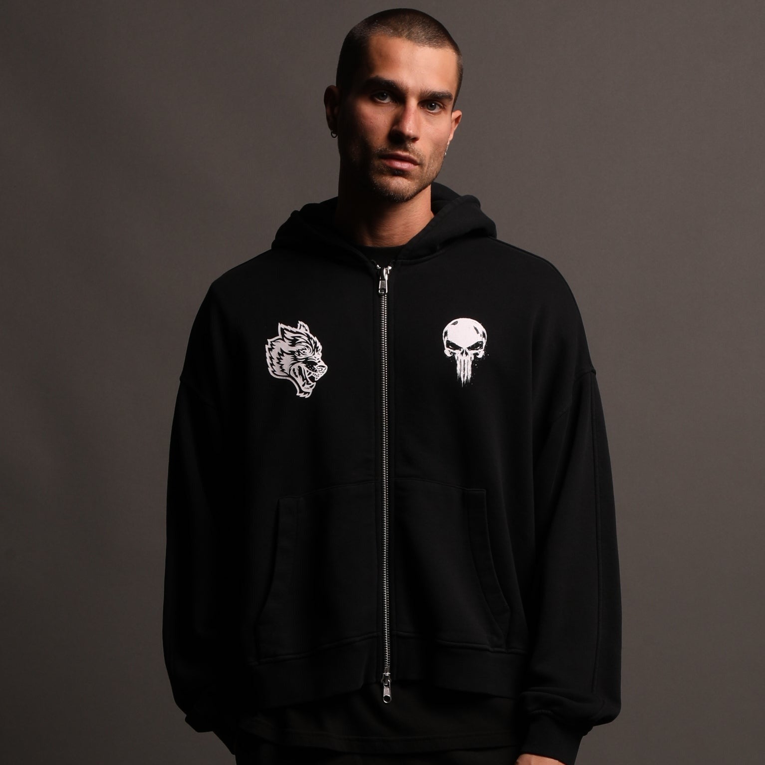 Double zip hoodie hot sale