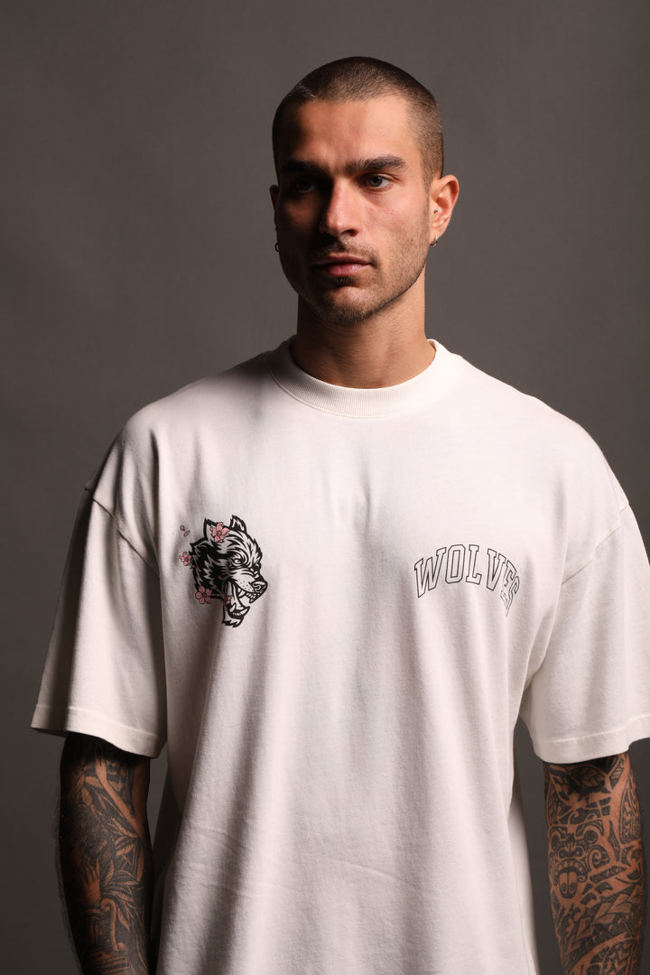 Sakura "Premium" Oversized Tee in Cream