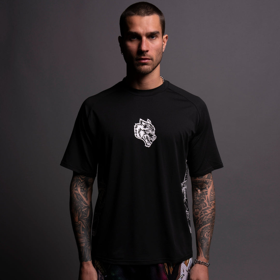Our Wish "Dry Wolf" S/S Raglan Tee in Black