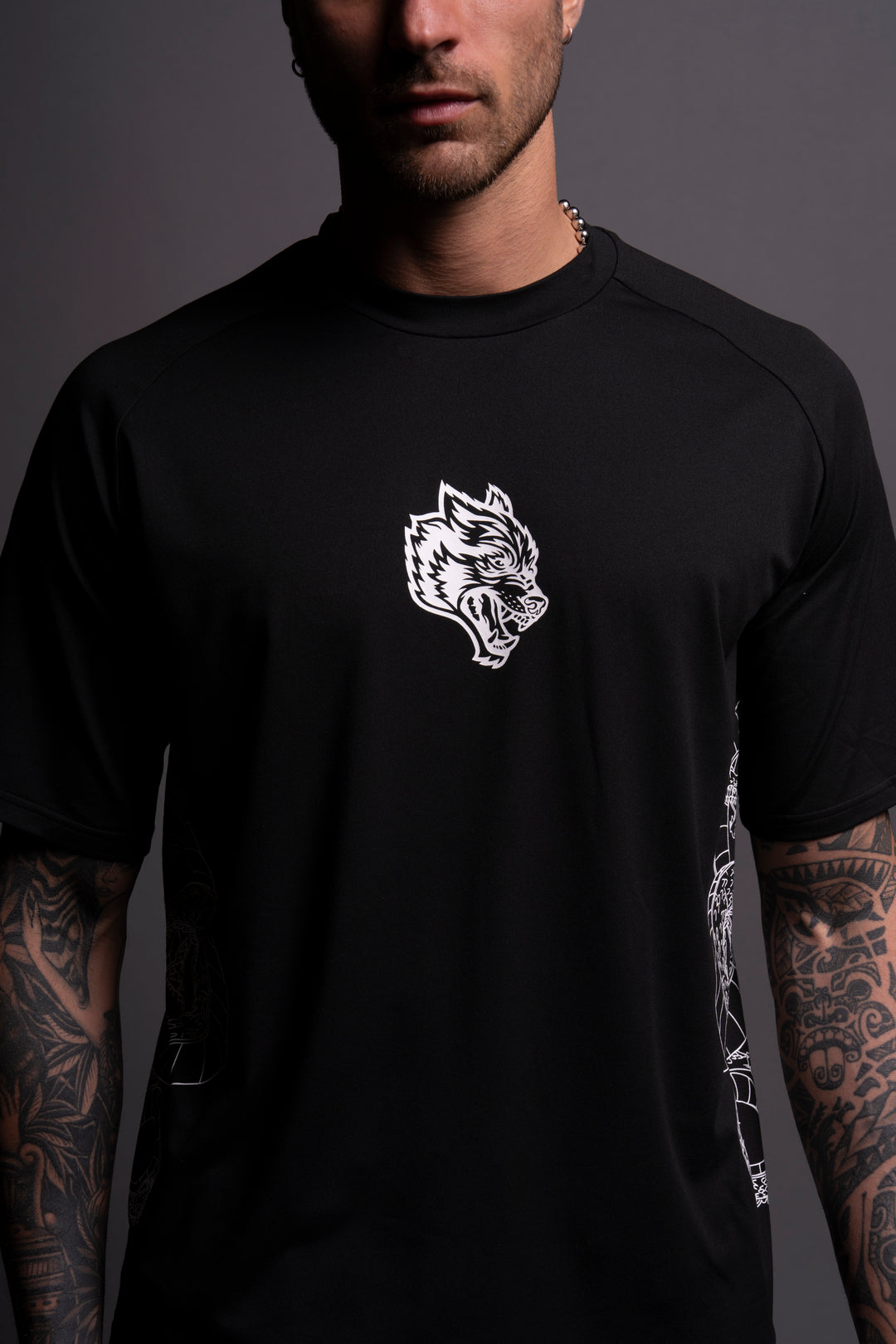 Our Wish "Dry Wolf" S/S Raglan Tee in Black