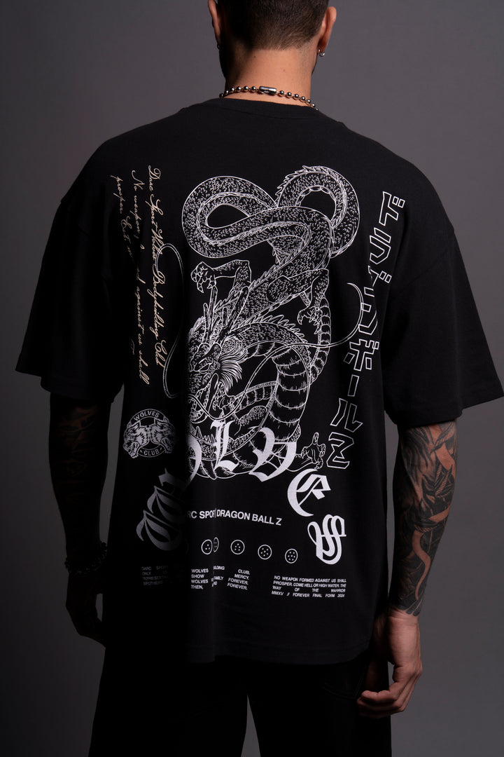 The Dragon & The Wolf "Premium" Oversized Tee in Black/White