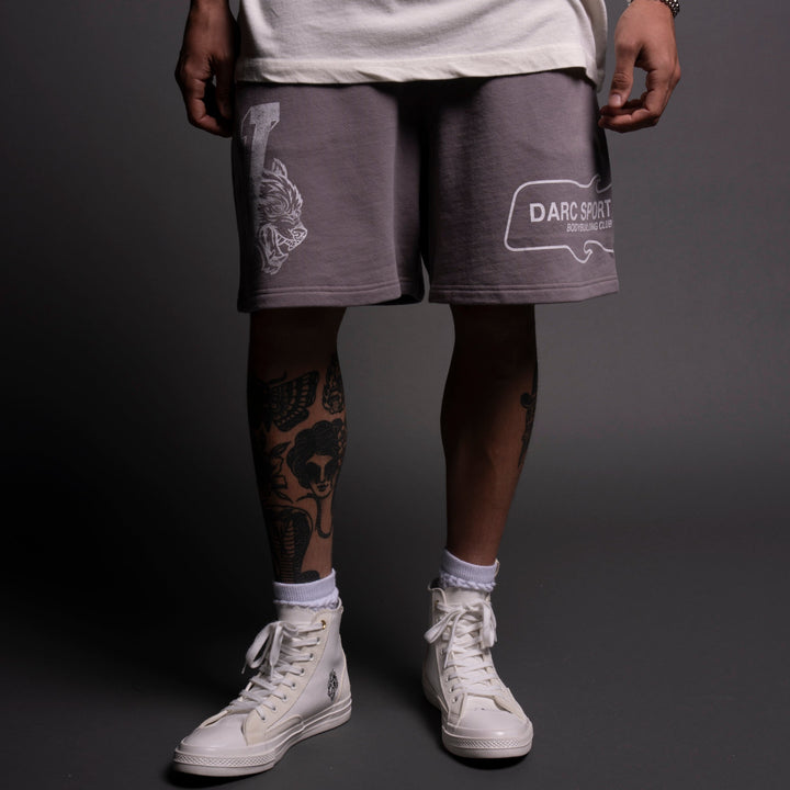 Riders Oversized Post Lounge Sweat Shorts in Pale Gray