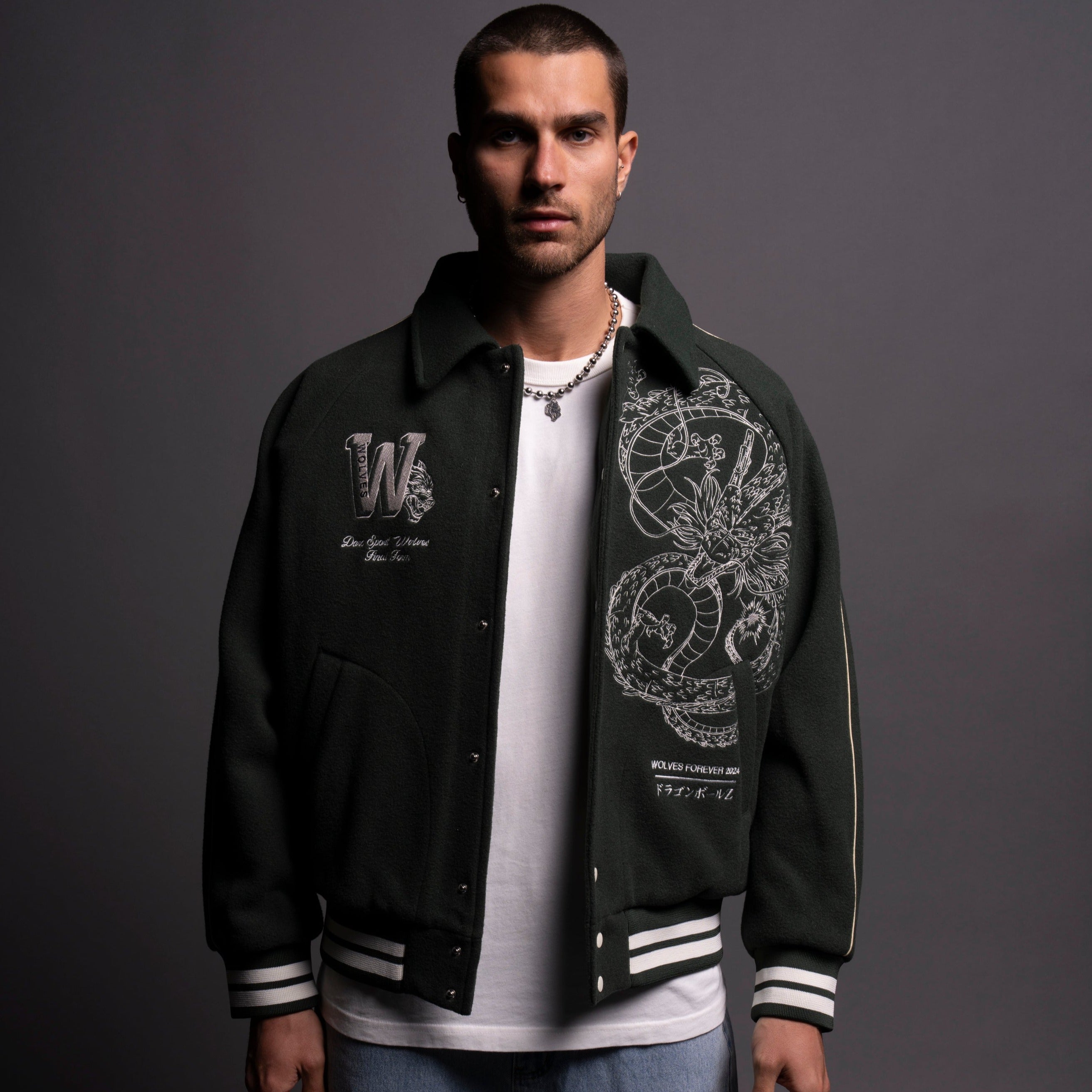 Our Wish Letterman Jacket in Forest Green – DarcSport