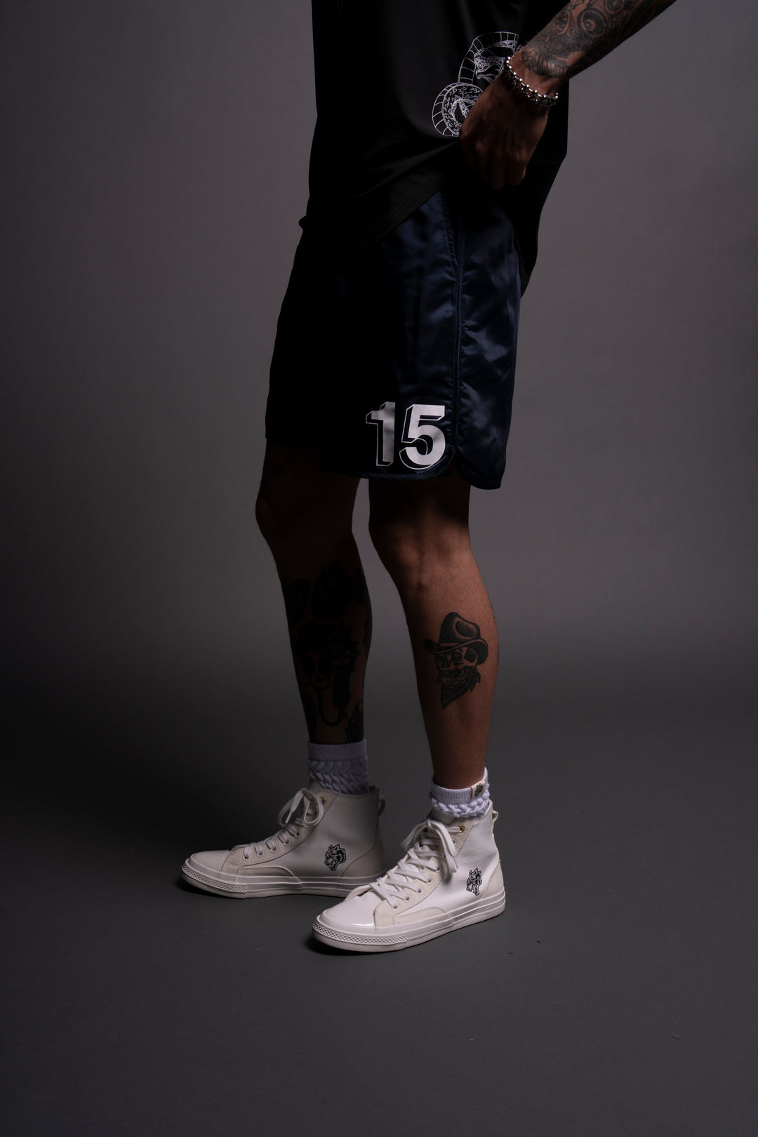 Our Stamp Gerard Shorts in Navy
