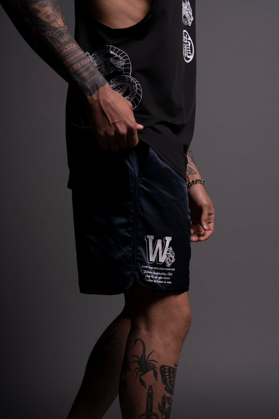 Our Stamp Gerard Shorts in Navy
