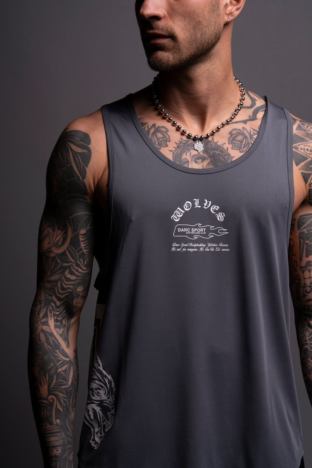 Our Stamp "Dry Wolf" (Drop) Tank in Wolf Gray