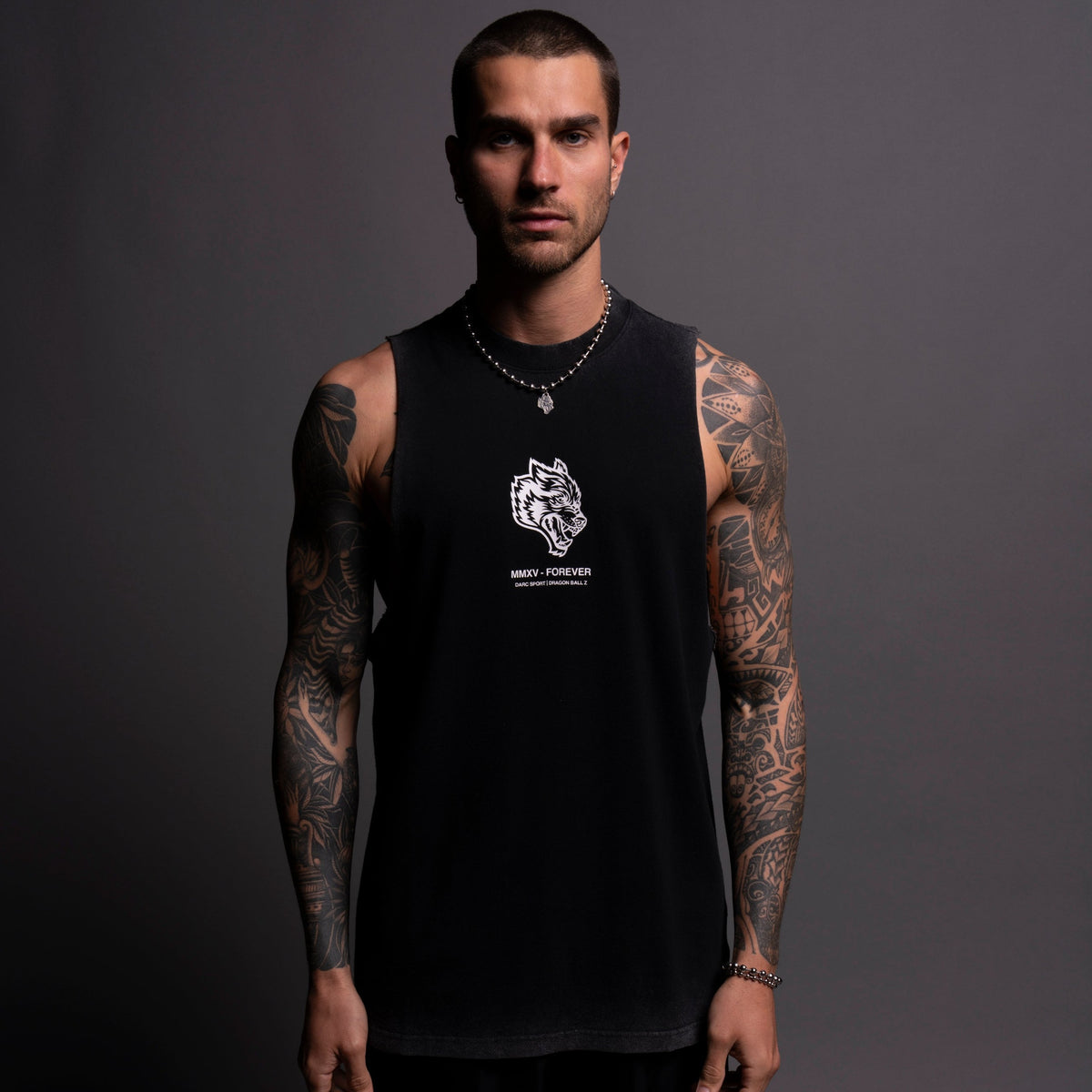 Canotta Uomo Neverless - Teschio E Ali Biker - Nero/Bianco