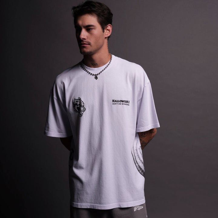 He's Coming Back "Premium" Oversized Tee in White