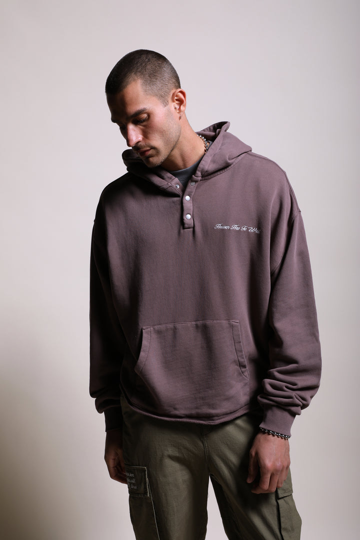 Not Yet Lemmy Snap "Placket" Hoodie in Shadow Mauve