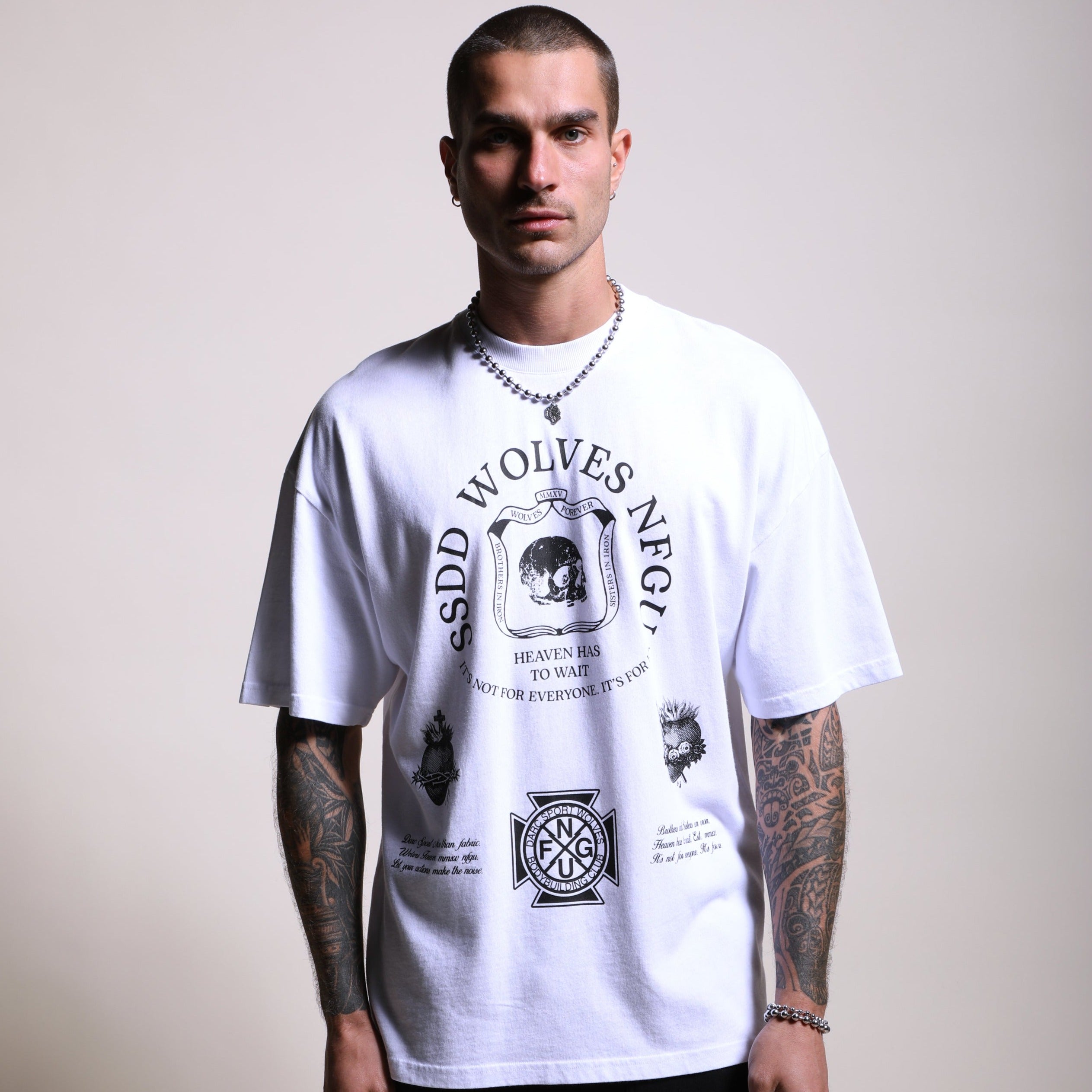 Iron Shield "Premium" Oversized Tee in White