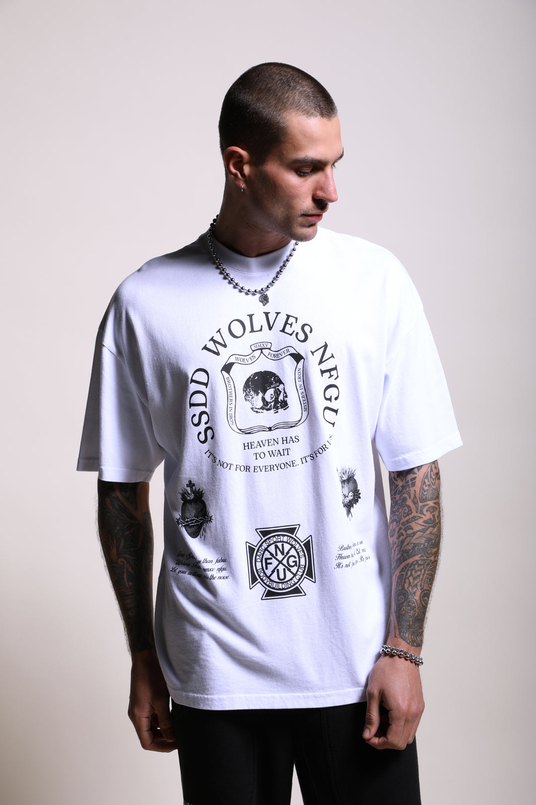 Iron Shield "Premium" Oversized Tee in White